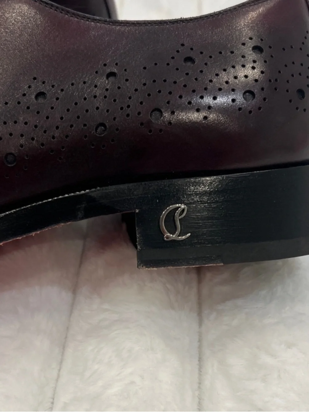 Christian Louboutin Dark Burgundy Leather Oxfords
